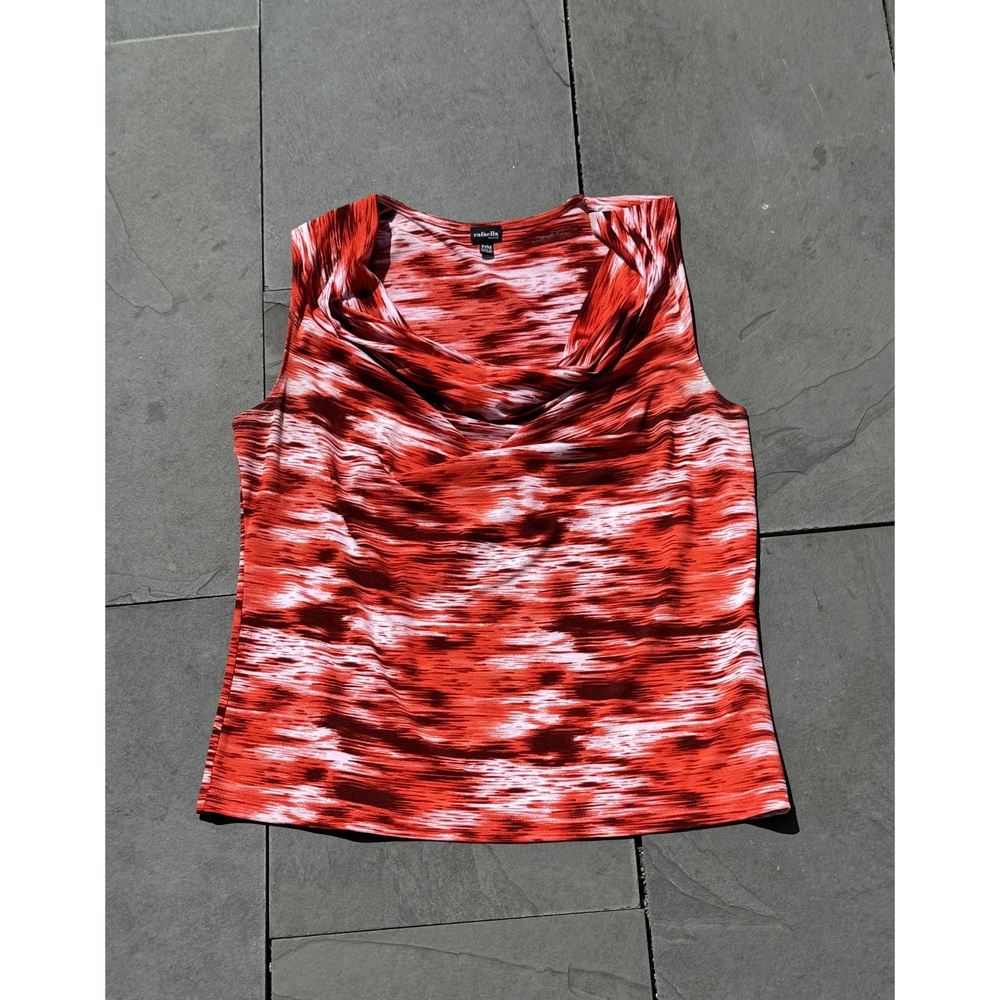 Rafaella Sleeveless Knit Red and White Shell with Cowl Neckline Sz PM‎